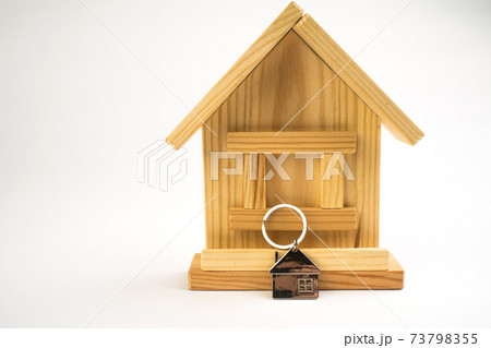 Close-up of toy house model on white background Close-up of toy house model on white background 73798355