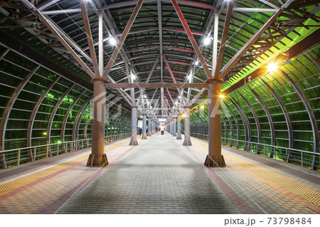 Moscow Central Circle - Little Ring, MCC,or MK MZD (at night), Russia. Delovoy Tsentr railway station. Moscow Central Circle - Little Ring, MCC,or MK MZD (at night), Russia. Delovoy Tsentr railway station. 73798484