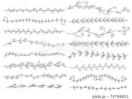 植物や葉っぱのライン線画セット ベクター素材のイラスト素材 植物や葉っぱのライン線画セット ベクター素材のイラスト素材