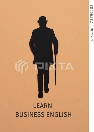 text learn business english and silhouette of man 73799282