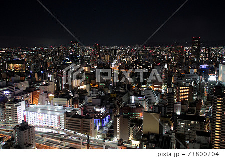 大阪市街の夜景空撮 大阪市街の夜景空撮 73800204