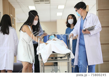 Covid-19 concept. People wearing mask for protect cough with Covid-19 virus outbreak, new normal Covid-19 concept. People wearing mask for protect cough with Covid-19 virus outbreak, new normal 73800245