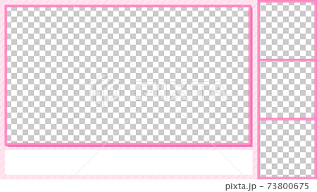 シンプルストライプの画面枠 3人用 ピンク ゲーム実況 配信用のイラスト素材