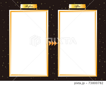 ビフォーアフター比較用写真フレーム夜空にゴールドの星のイラスト素材