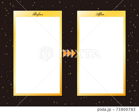 ビフォーアフター比較用写真フレーム夜空にゴールドの星のイラスト素材