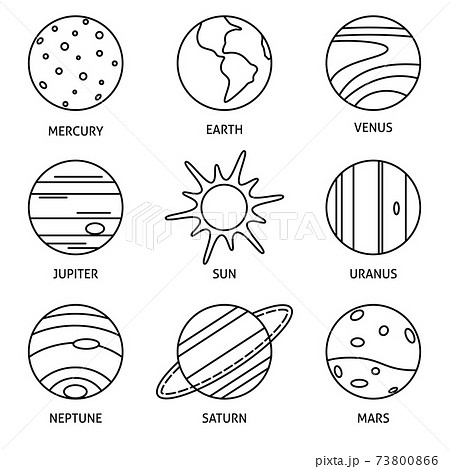 Solar system planets icon set in thin line style Solar system planets icon set in thin line style 73800866