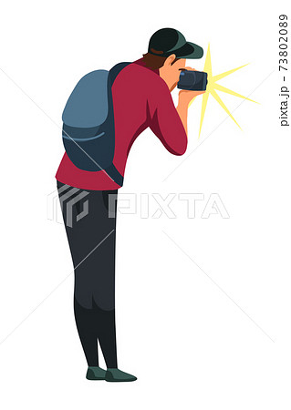 Vector character photographer with compact camera Vector character photographer with compact camera 73802089