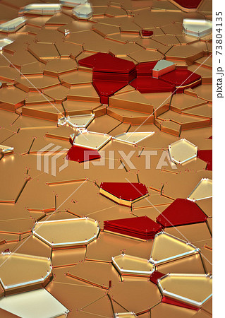 broken golden glass with sharp pieces over background 73804135