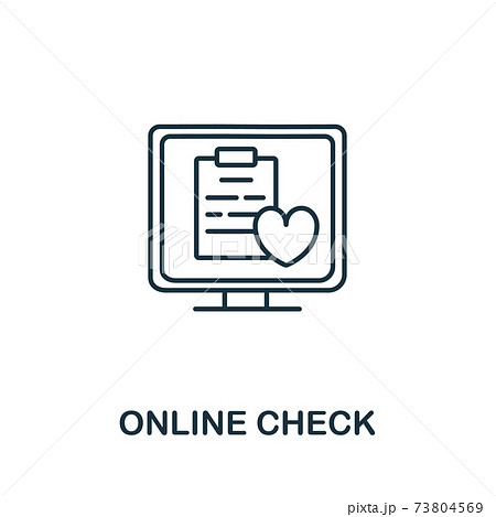 Online Check icon from health check collection. Simple line Online Check icon for templates, web design and infographics Online Check icon from health check collection. Simple line Online Check icon for templates, web design and infographics 73804569