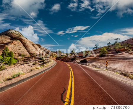 Empty scenic highway in Utah 73806700