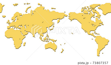 世界地図 影あり 簡略化されたアウトラインの世界地図 のイラスト素材