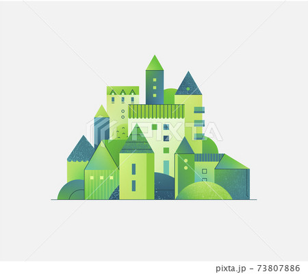 Vector abstract green city, building composition sign, icon, logo isolated 73807886