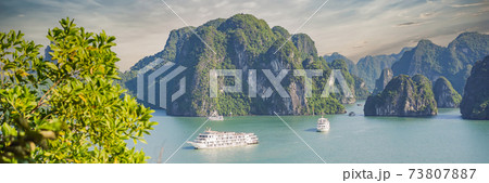 Picturesque sea landscape. Ha Long Bay, Vietnam BANNER, LONG FORMAT 73807887