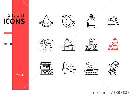 Water conditions - line design style icons set 73807888