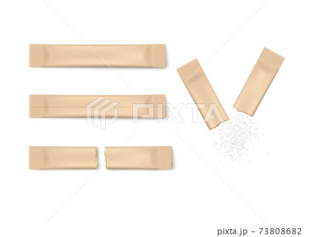 Templates of open and whole stick packs, realistic vector illustration isolated. 73808682