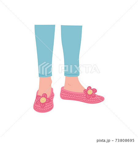 Female foots with cozy comfortable home footwear with ears a vector illustration Female foots with cozy comfortable home footwear with ears a vector illustration 73808695