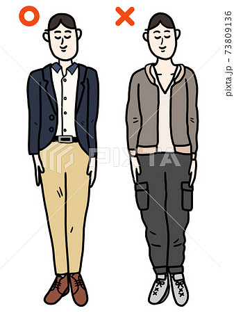 ゴルフ　行き帰り　服装マナー　ドレスコード男性　正解と不正解　秋冬 73809136