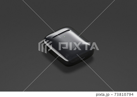 Blank black closed headphones case mockup lying, dark background Blank black closed headphones case mockup lying, dark background 73810794