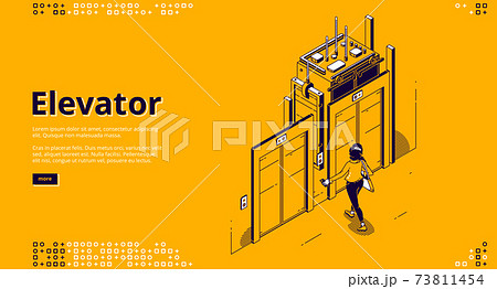 Vector banner of elevator, house or office lift Vector banner of elevator, house or office lift 73811454