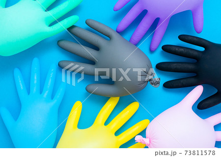 multi-colored medical gloves isolated. Sterile 73811578