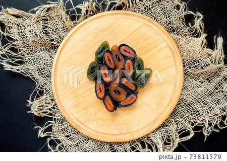fruit pastille from apples and apricots and fruit pastille from apples and apricots and 73811579