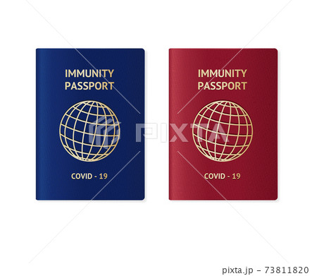 Realistic Detailed 3d Immune Passport Set. Vector Realistic Detailed 3d Immune Passport Set. Vector 73811820