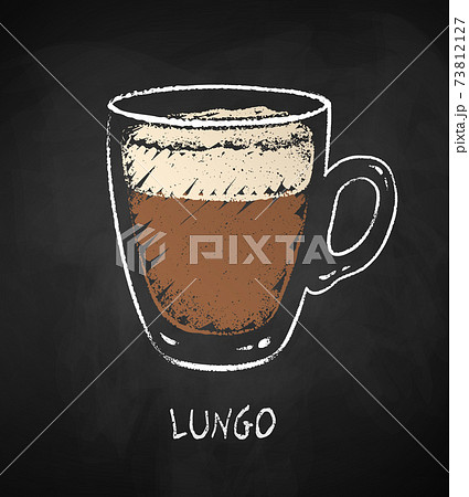Lungo coffee cup on chalkboard background Lungo coffee cup on chalkboard background 73812127