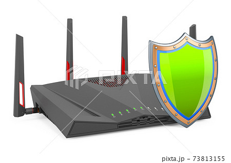 Wi-Fi router 6G with shield, 3D rendering 73813155