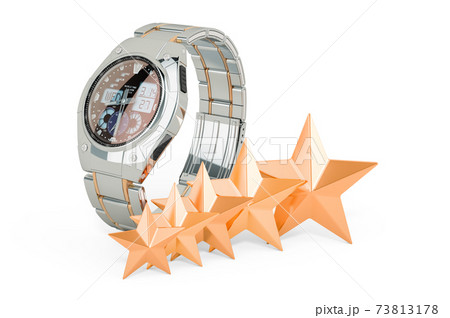 Customer rating of analog digital watch. 3D rendering 73813178
