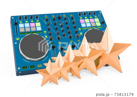 Customer rating of DJ console. 3D rendering Customer rating of DJ console. 3D rendering 73813179