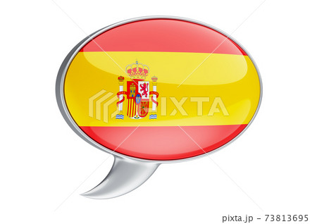 Speech balloon with Spanish flag, 3D rendering Speech balloon with Spanish flag, 3D rendering 73813695