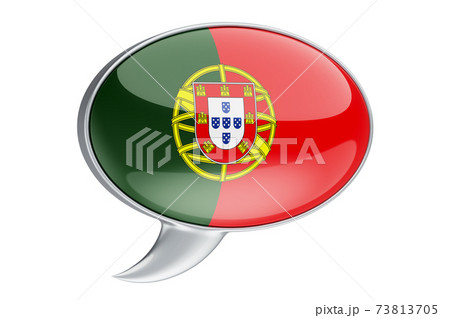 Speech balloon with Portuguese flag, 3D rendering 73813705