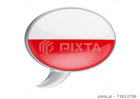 Speech balloon with Polish flag, 3D rendering 73813706