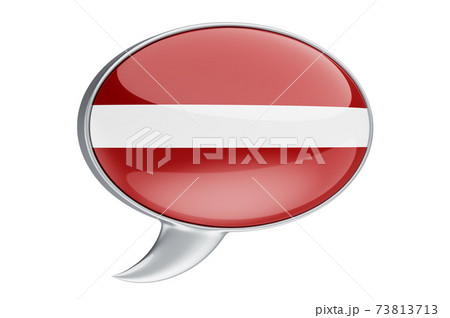 Speech balloon with Latvian flag, 3D rendering 73813713