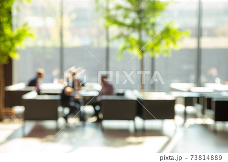 Blur image of open space for negotiations and relaxation with big window. Blur image of open space for negotiations and relaxation with big window. 73814889