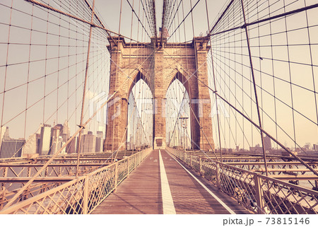 Retro color toned picture of Brooklyn Bridge, New York City, US. Retro color toned picture of Brooklyn Bridge, New York City, US. 73815146
