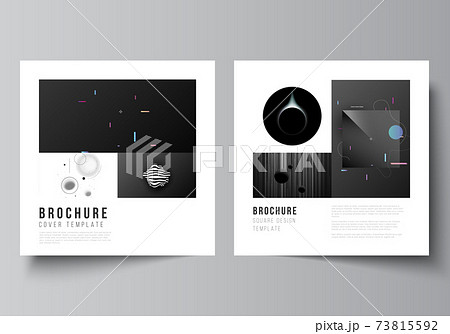 Vector layout of two square format covers design templates for brochure, flyer, magazine, cover design, book design, brochure cover. Tech science future background, space astronomy concept. 73815592