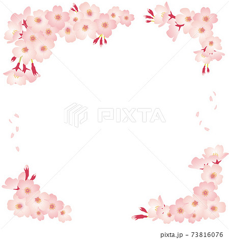 四角の桜フレームのイラスト素材