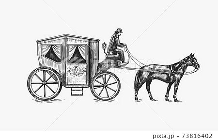 Horse carriage. Coachman on an old victorian... - Stock Illustration  [73816402] - PIXTA