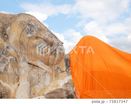 Ayutthaya, Thailand - August 9, 2015 :Buddha at Wat Lokaya Sutha the historic temple 73817347