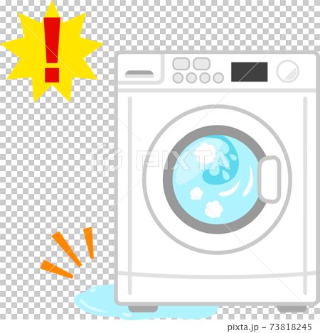 水漏れしているドラム式洗濯機のイラスト素材