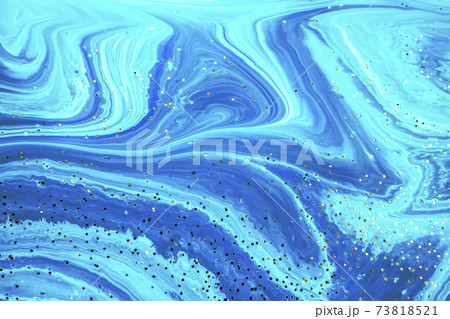Selective focus. Blue creative abstract painted background, wallpaper, acrylic painting on canvas. Texture art. Blue paint with gold glitter powder. Marble background. Selective focus. Blue creative abstract painted background, wallpaper, acrylic painting on canvas. Texture art. Blue paint with gold glitter powder. Marble background. 73818521