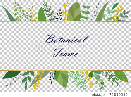 花や葉などボタニカルフレームのイラスト素材 ベクター 白背景 切り抜き のイラスト素材