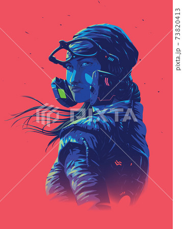 Vector illustration for a poster size of a futuristic lady pilot 73820413