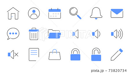 Colored line essential UI Icon set. 73820734