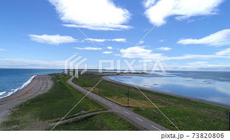 野付半島 ドローン空撮 野付半島 ドローン空撮 73820806