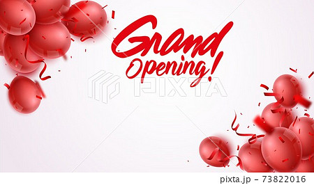 Grand opening ceremony with red, gold balloon, and confetti Grand opening ceremony with red, gold balloon, and confetti 73822016