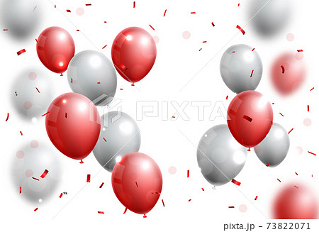 Celebrations banner with red ,silver balloon and confetti 73822071