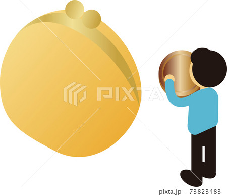 貯金 お財布 がまぐち お金 男性 人物 イメージ イラスト素材 貯金 お財布 がまぐち お金 男性 人物 イメージ イラスト素材 73823483