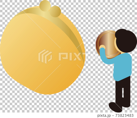 貯金 お財布 がまぐち お金 男性 人物 イメージ イラスト素材 貯金 お財布 がまぐち お金 男性 人物 イメージ イラスト素材 73823483